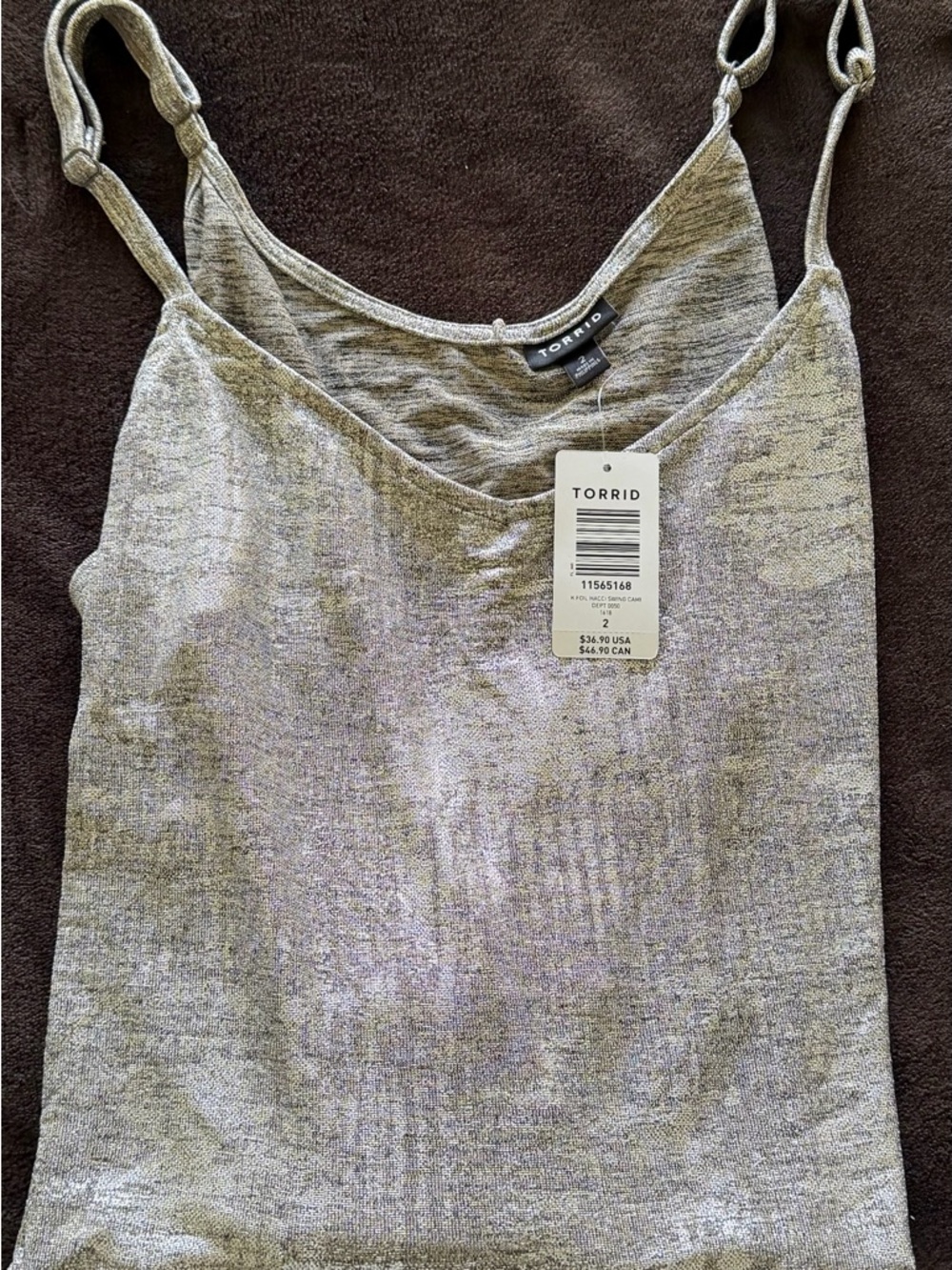 torrid metallic silver shimmer camisole